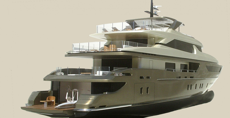 the Sanlorenzo 44 Steel superyacht rendering