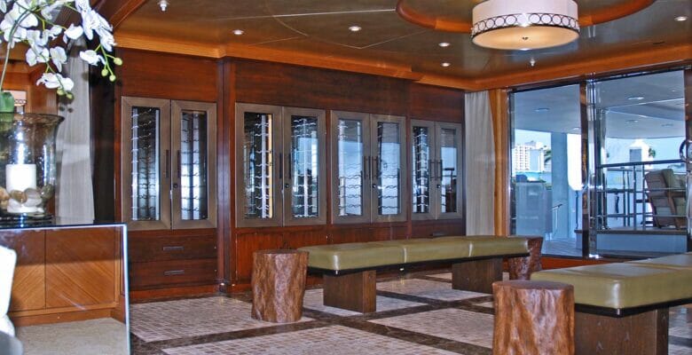 the wine area on the megayacht Mi Sueno
