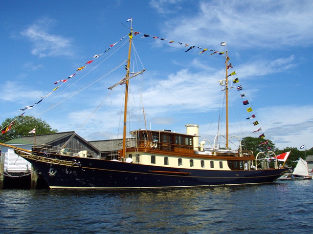 the classic megayacht Atlantide at Mystic Seaport