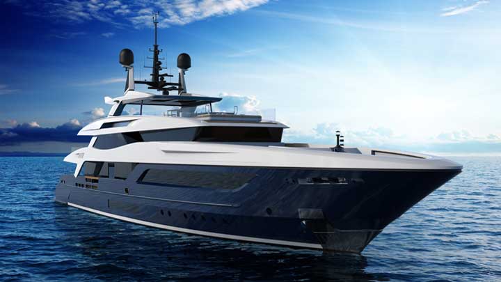 Baglietto Hull 10225 megayacht in profile