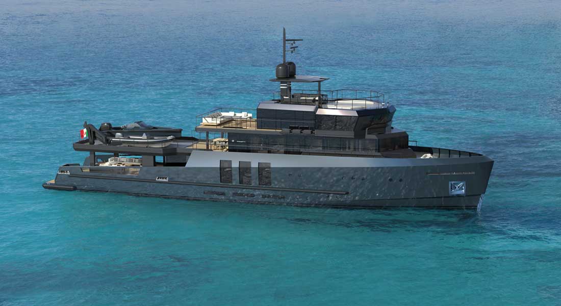 the Baglietto 43M Explorer is a megayacht version of an expedition yacht