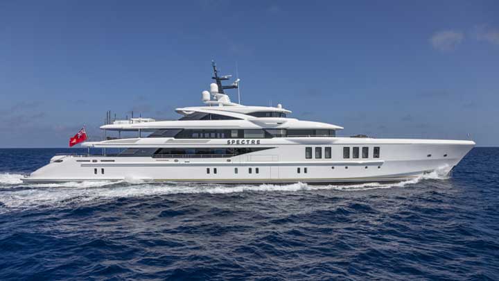 the superyacht Spectre is quite a lavish design, with Art Deco elements in every room