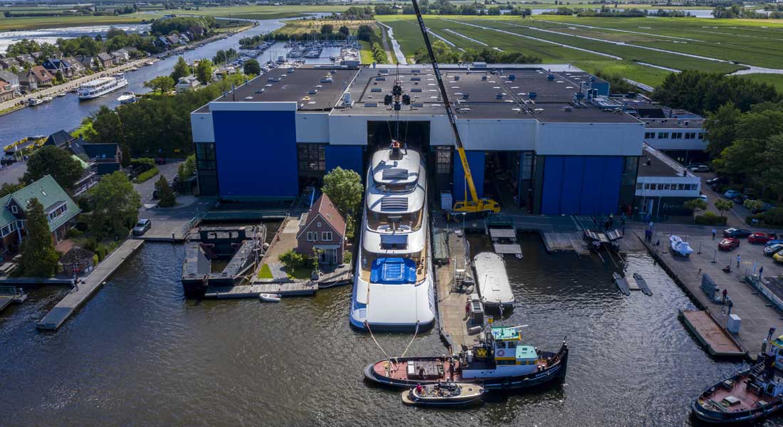 Feadship livestreamed the launch of the megayacht Project 818