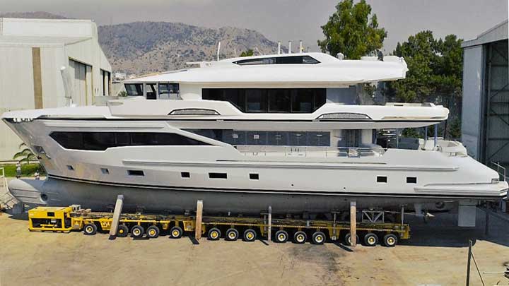 the first hull of the Kando 110 megayacht series launched in June 2019