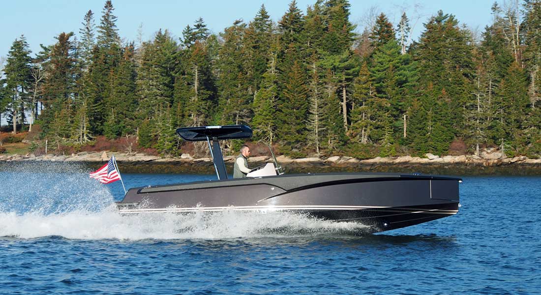 hull number one of the Hodgdon Tenders Crossover series, an 8-meter boat