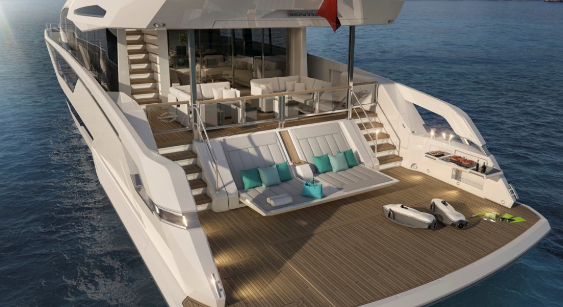 the Sunseeker Ocean Club Ninety is the new name for the 87 Yacht megayacht model
