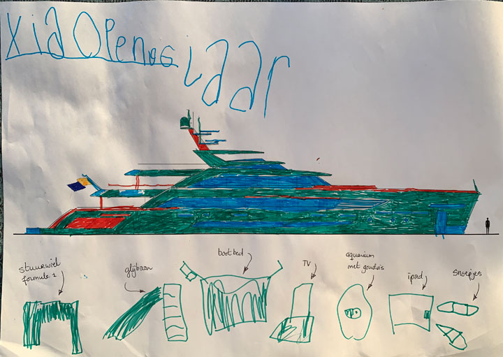 one of the super superyacht sketches by super kids