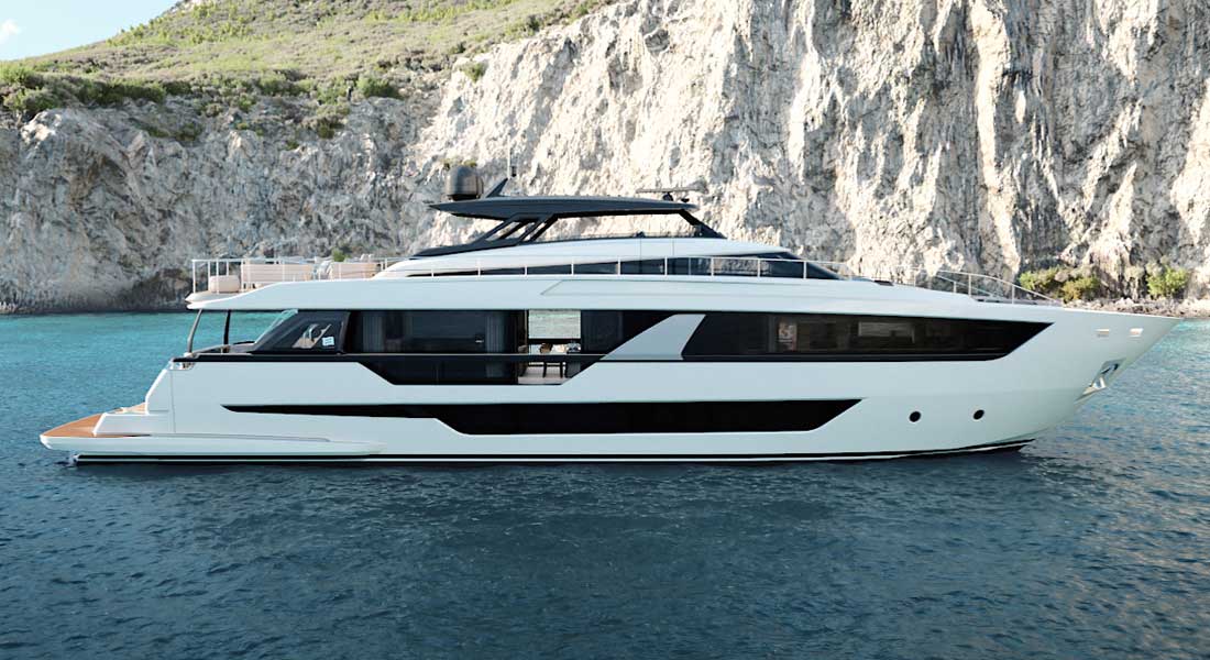 the Ferretti 1000 is the newest megayacht from Ferretti Yachts