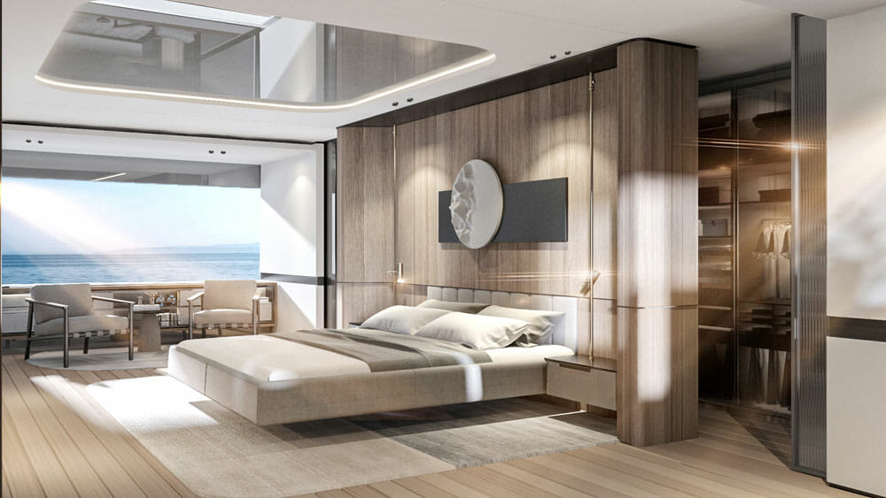 the Codecasa C127 megayacht features interior design by M2 Atelier