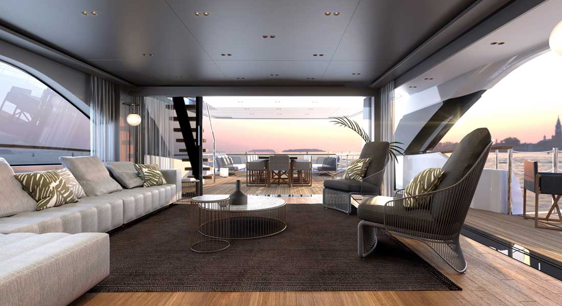 the Sanlorenzo SD118 will be an asymmetric megayacht