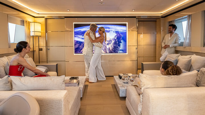 K2 is a megayacht from Columbus Yachts with an 85-inch upper deck TV