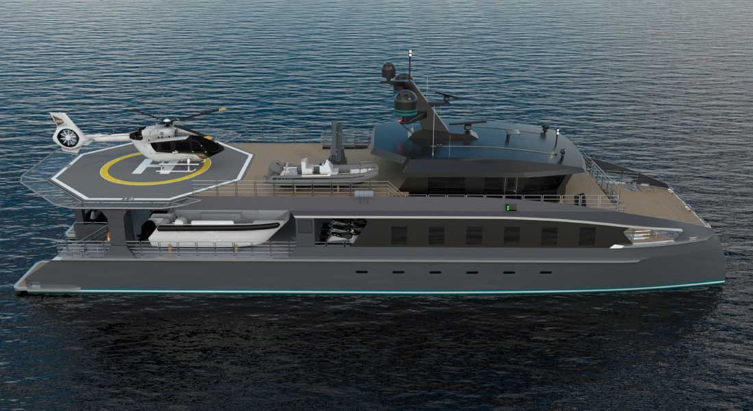 the ToyBox superyacht catamaran is a ShadowCat concept