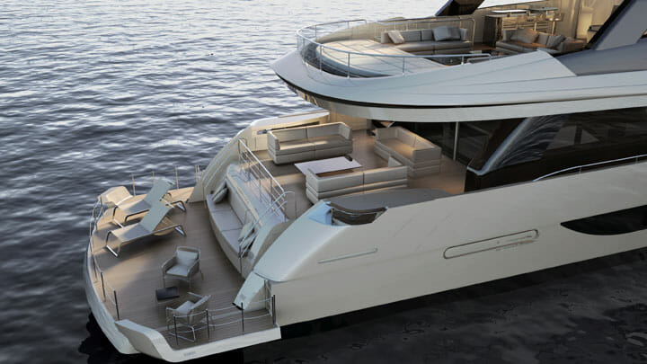 the flying-bridge megayacht FilippettiF100