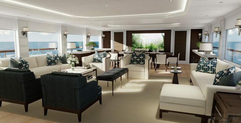 the refit of the megayacht Alta is striking