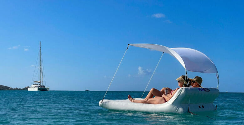 the FunAir Floating Shaded Lounger is the newest inflatable superyacht toy