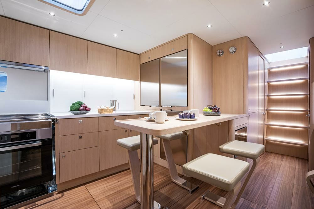 the Swan 98 sailing megayacht series offers semi-custom interiors