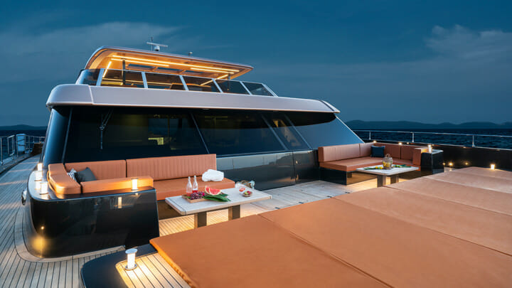 the 100 Sunreef Power massive megayacht foredeck lounge