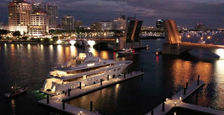 the Palm Beach Marina can accommodate 10 superyachts to nearly 300 feet