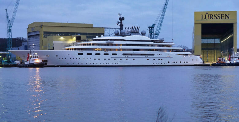 the Lurssen superyacht Project Blue launched