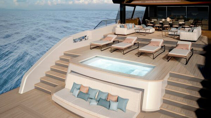 the aft beach of the Alpha Yachts Spritz 116 superyacht