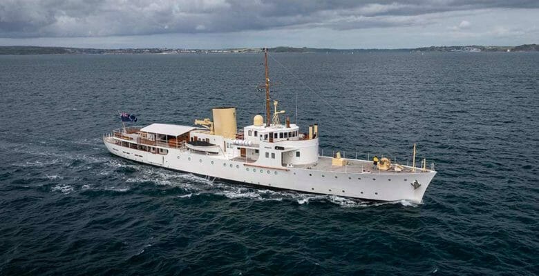 the classic superyacht Marala on sea trials by Pendennis