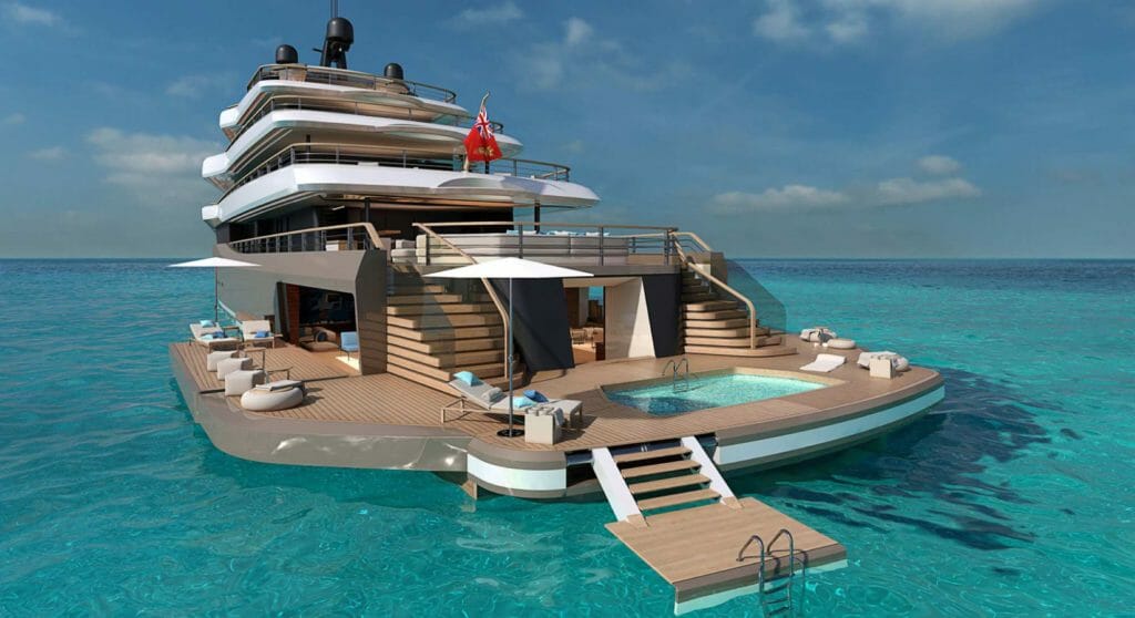 the Moonflower 72 yacht and beach area called The Island