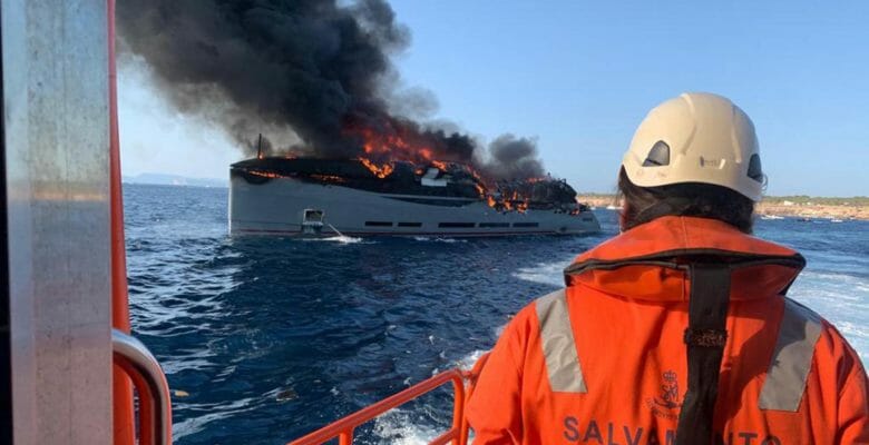 fire aboard the yacht Aria SF; one of several superyacht fires in 2022