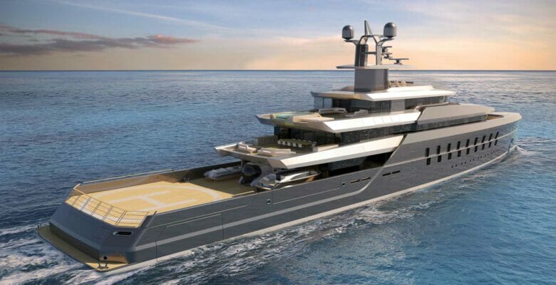 the new Vitruvius Yachts explorer concept is an 80-meter superyacht