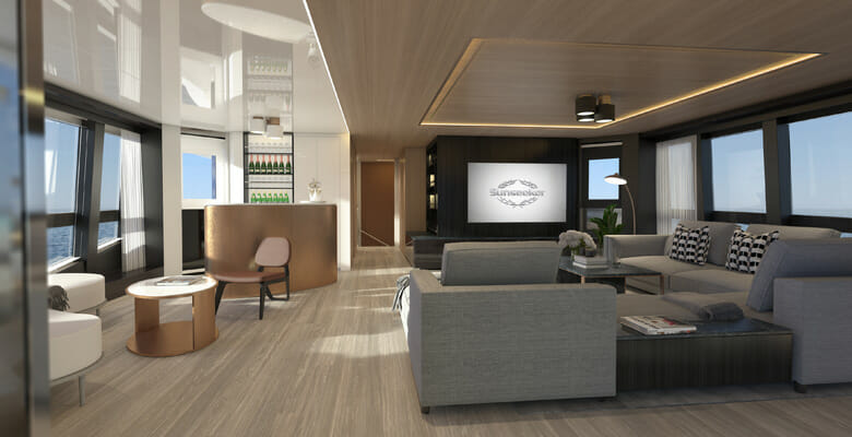 the Sunseeker Ocean 460 superyacht upper saloon