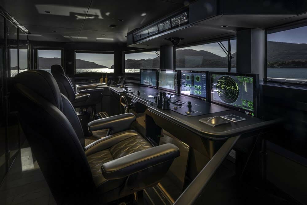 the superyacht wheelhouse aboard the Baglietto yacht Enterprise