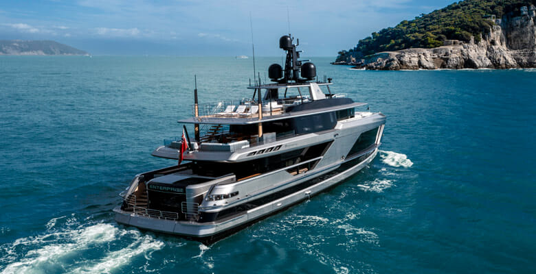 the yacht Enterprise is fully custom, from Baglietto