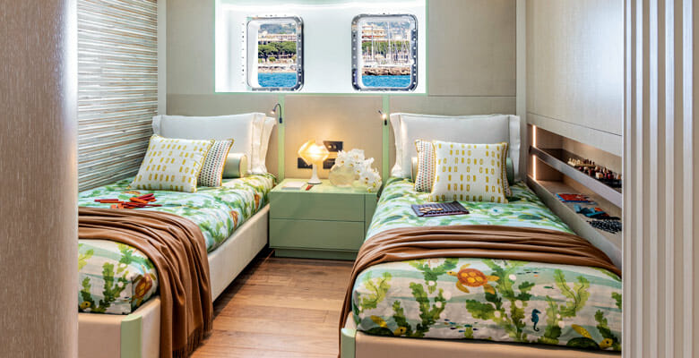 the yacht RIo has a colorful kids' cabin