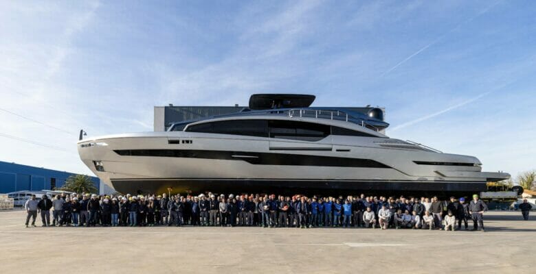 the launch of the first Pershing GTX116 yacht