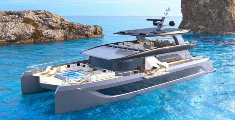 the VisionF 100 yacht is a superyacht catamaran