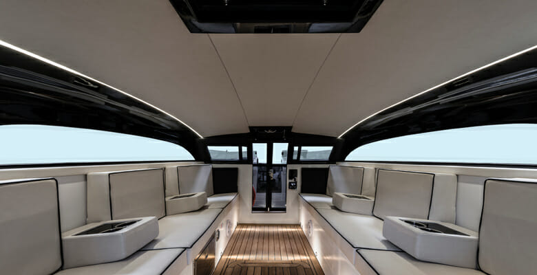 the Wooden Boats Limo Tender 27 is for the owners of a Sanlorenzo superyacht and 10 guests