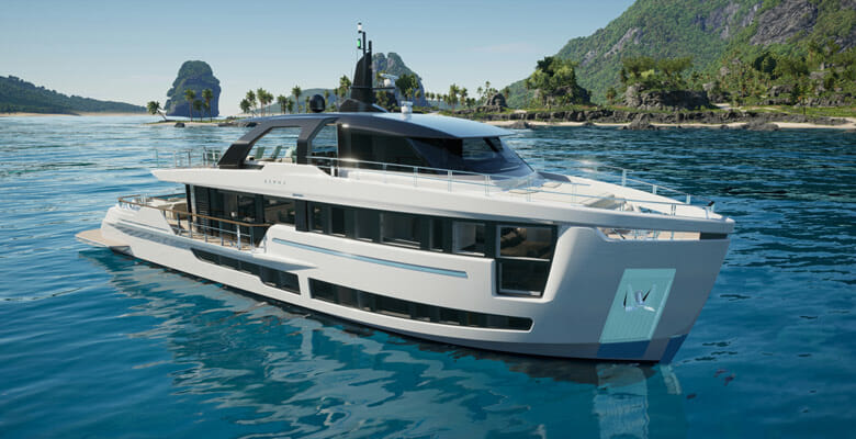 the Alpha Squalo Trenta yacht is 98 feet LOA