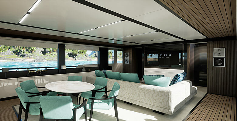 the Alpha Squalo Trenta yacht main deck