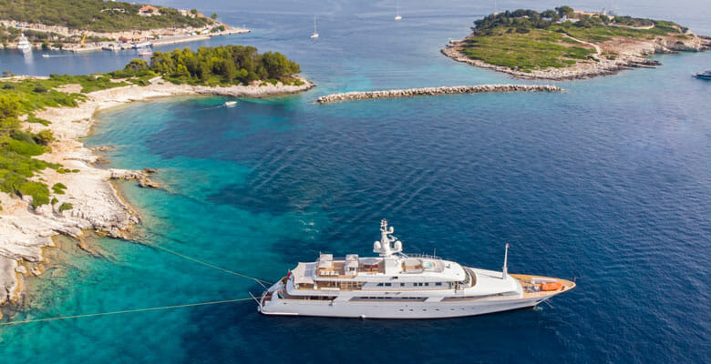 the superyacht Bash at anchor