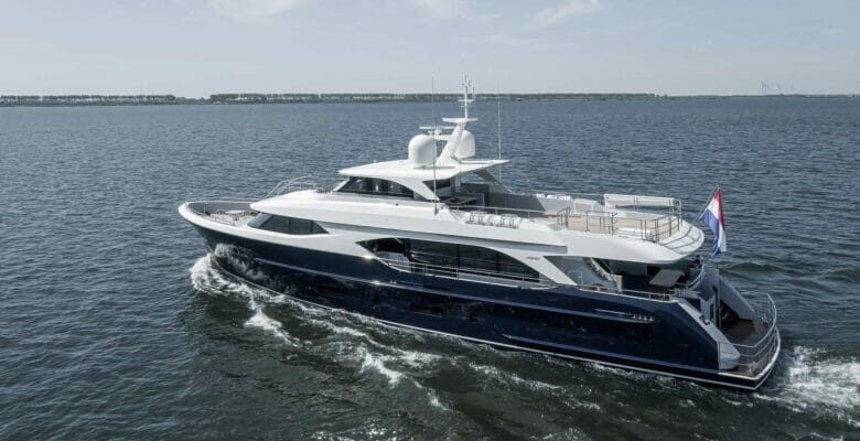 the Moonen 110 yacht on sea trials