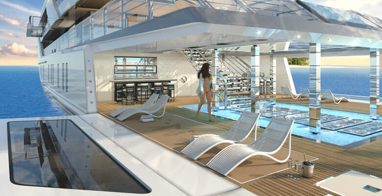 the reflecting pool on the Escapade yacht