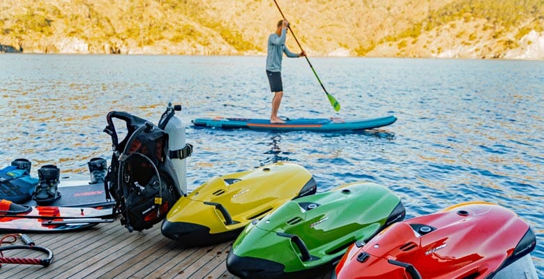 the yacht Heeus has a lot of watertoys