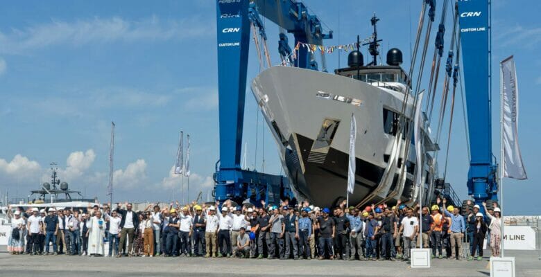 the second Custom Line 140 yacht launch in June 2023