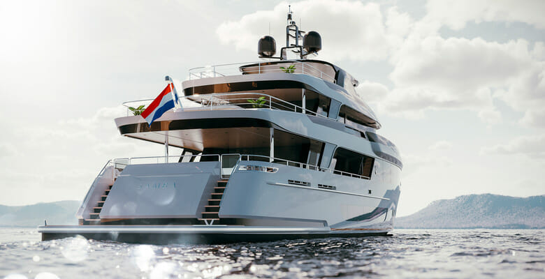the Project Samba yacht has a big beach club