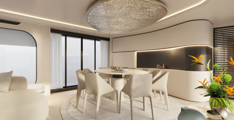 the yacht One, a.k.a. yacht Project 111.11, dining area