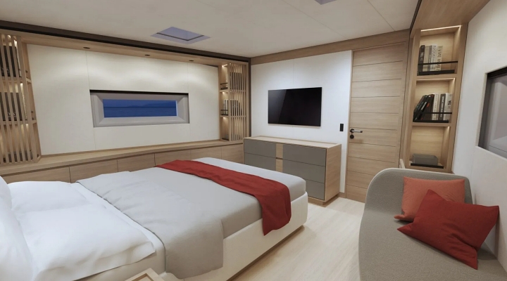the SW100X Allseas yacht guest stateroom
