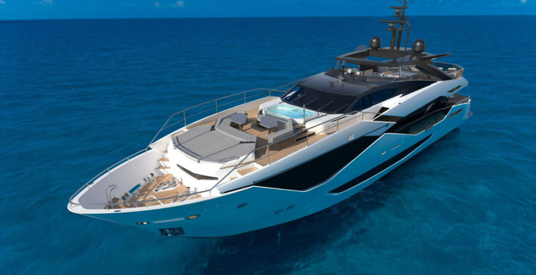 the Sunseeker 120 yacht forward view