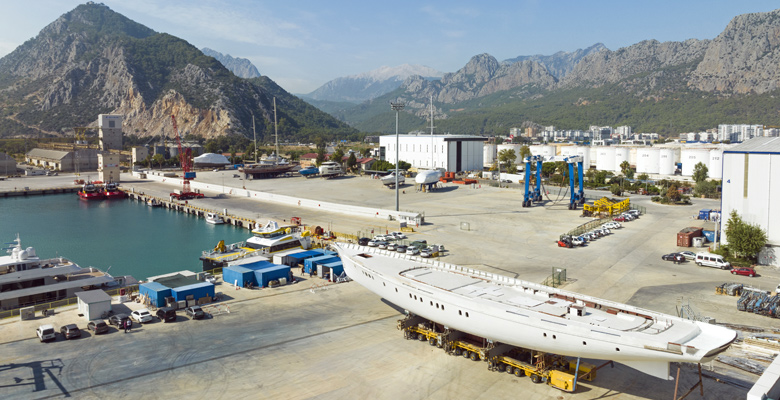 the yacht Simena in the outfitting stage