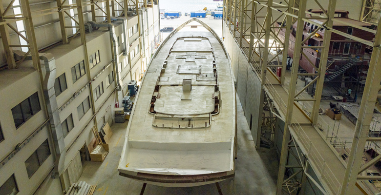 the yacht Simena in the outfitting stage