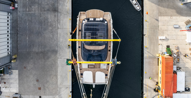 the Sunreef 80 Eco sailing yacht Otoctone on launch day
