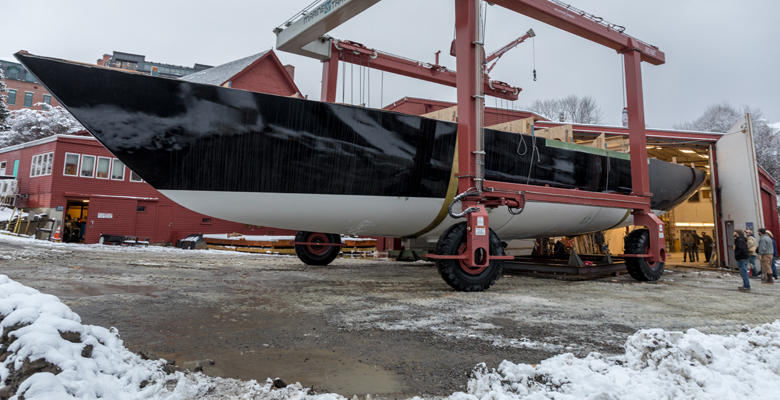 Rockport Marine flips the Project Ouzel hull